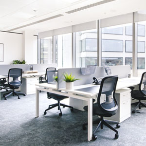 Modern Brisbane office workspace featuring an integrated intercom system