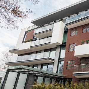 Modern Brisbane apartment building with intercom system installation