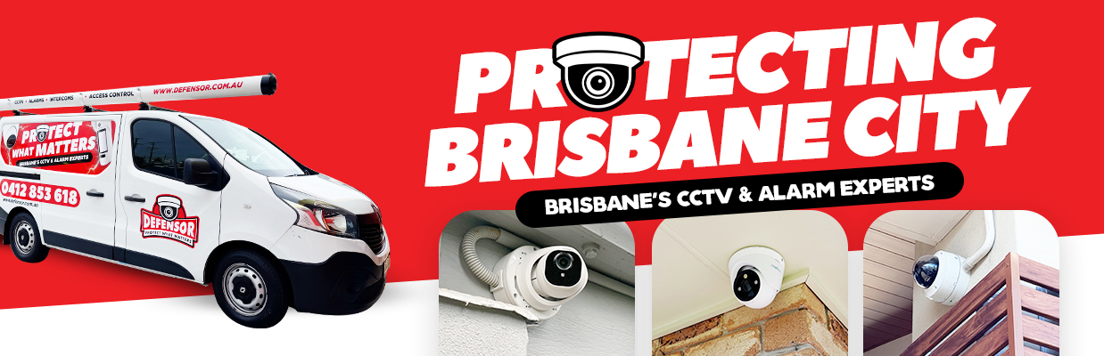 Defensor Security vehicle parked outside a Brisbane home during a CCTV installation for residential and business protection.