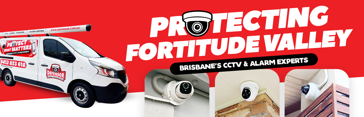 Defensor Security vehicle parked outside a Brisbane home during a CCTV installation for residential and business protection.