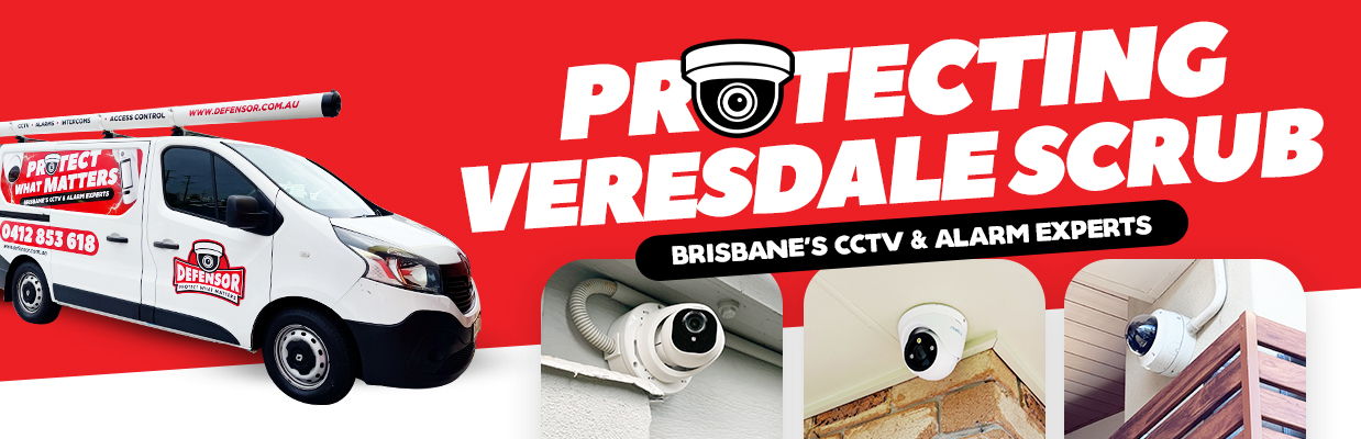 Defensor Security vehicle parked outside a Brisbane home during a CCTV installation for residential and business protection.